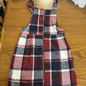 Plaid flannel overall dress